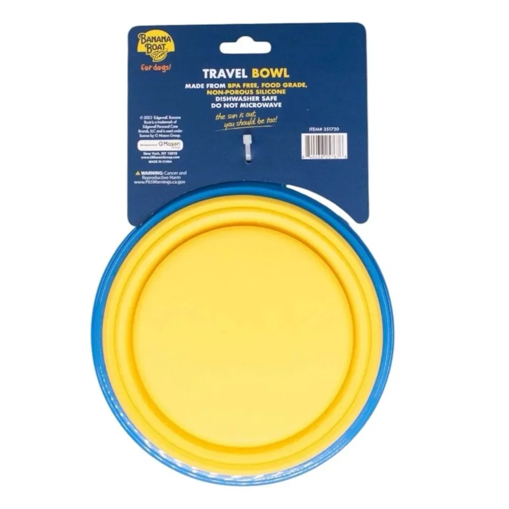 Banana Boat Bowls For Dogs Collapsible Travel Bowl Holds 34 Oz Yellow & Blue